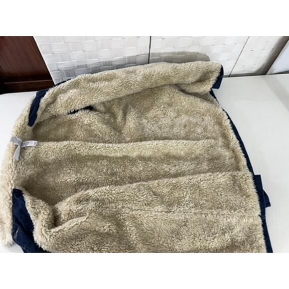 "LIZ CLAIBORNE" Vintage Faux Fur Jean Jacket Y2K HIppie Grunge  XL Chore Gypsy - Picture 4 of 8